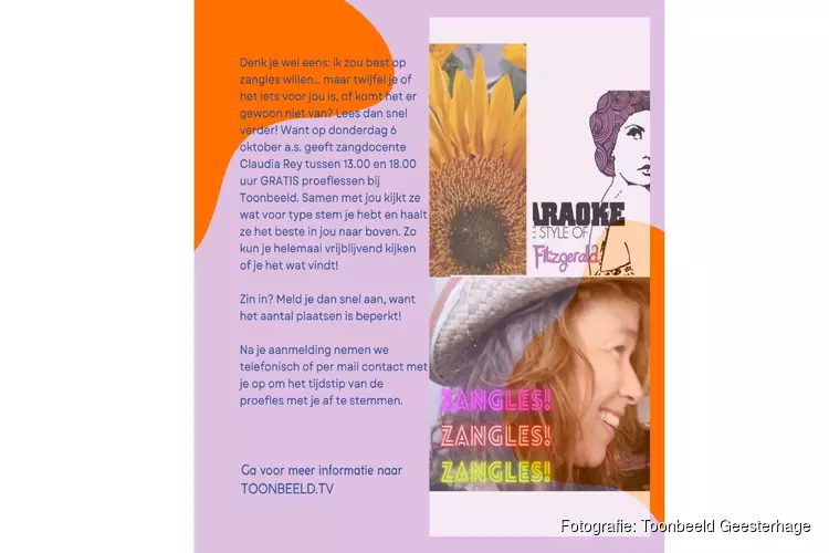 Gratis proeflessen zang bij Toonbeeld Geesterhage
